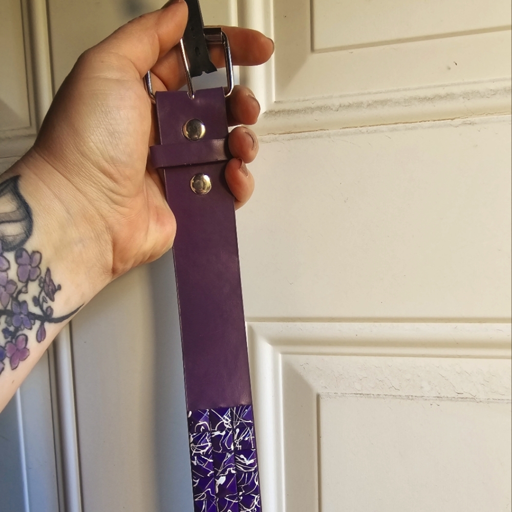 NWT purple splatter vintage tile belt